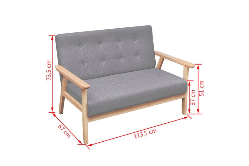 Soffgrupp 2 delar tyg ljusgrå - Grå - Möbler - Soffa - Soffgrupp