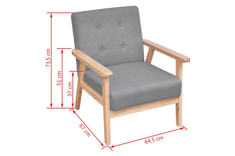 Soffgrupp 2 delar tyg ljusgrå - Grå - Möbler - Soffa - Soffgrupp