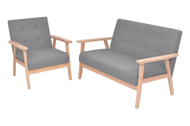 Soffgrupp 2 delar tyg ljusgrå - Grå - Möbler - Soffa - Soffgrupp