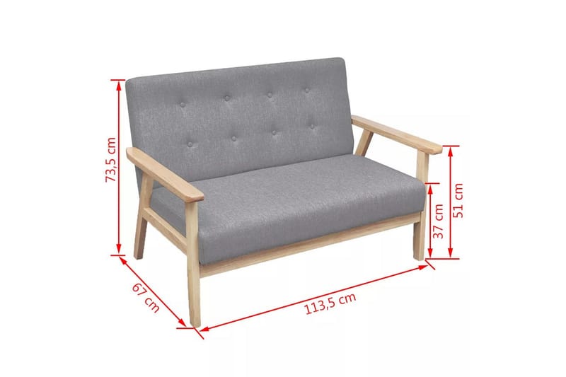 Soffgrupp 2 delar tyg ljusgrå - Grå - Möbler - Soffa - Soffgrupp