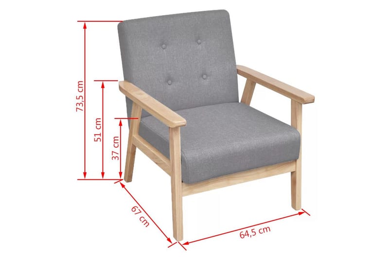 Soffgrupp 2 delar tyg ljusgrå - Grå - Möbler - Soffa - Soffgrupp