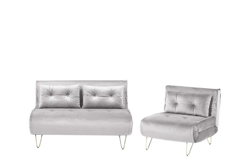 Soffgrupp 2-sits + 1-sits sammet grå VESTFOLD, Grå