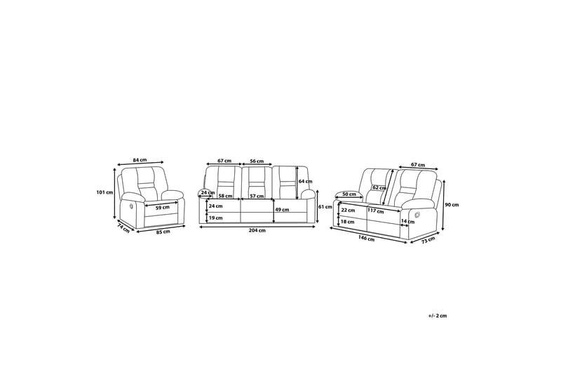 Rovik Soffgrupp 2-Sits+3-Sits+Fåtölj - Brun - Möbler - Soffa - Biosoffa & reclinersoffa
