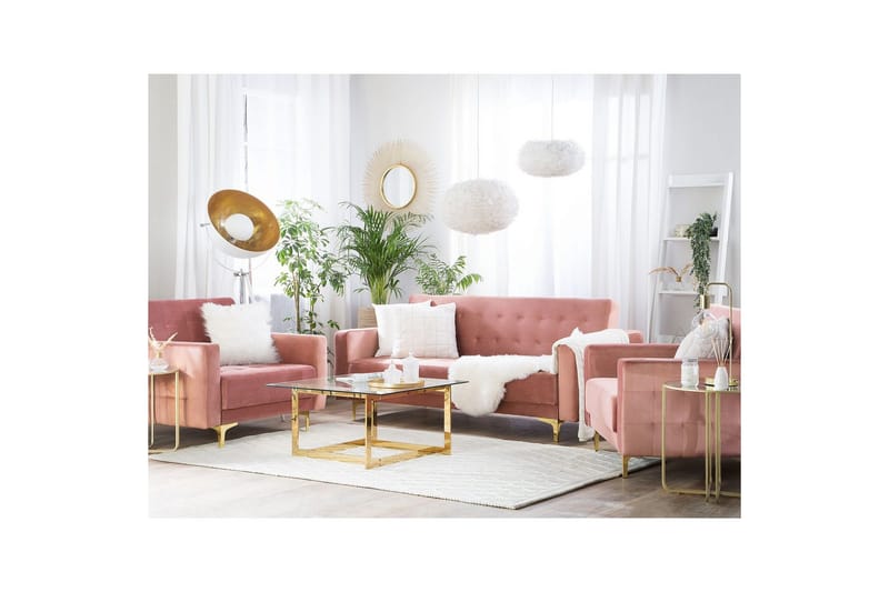 Soffgrupp 5-sits Aberdeen Rosa/guld - Rosa/guld - Möbler - Soffa - Soffgrupp - Howard soffgrupp