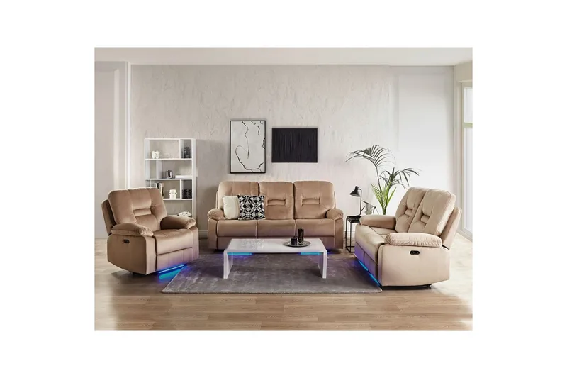 Soffgrupp med USB Rovik Beige - Beige - Möbler - Soffa - Biosoffa & reclinersoffa