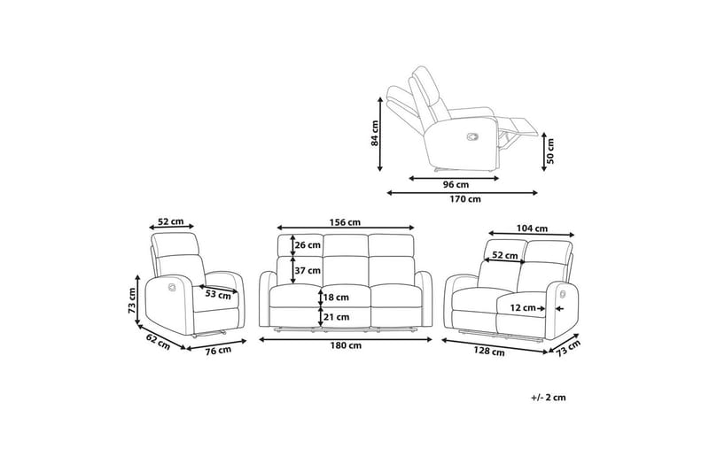 Soffgrupp Recliner elektrisk Verdal Vit - Vit - Möbler - Soffa - Soffgrupp