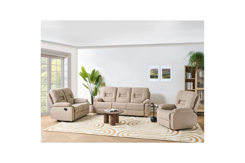Soffgrupp Recliner manuell Bergen Beige/svart - Beige/svart - Möbler - Soffa - Soffgrupp