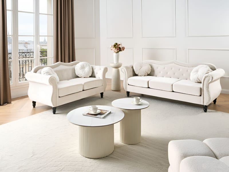 Soffgrupp Skien - Ljusbeige - Möbler - Soffa - Soffgrupp - Chesterfield soffgrupp