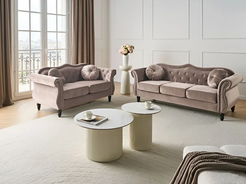Soffgrupp Skien - Taupe - Möbler - Soffa - Soffgrupp - Chesterfield soffgrupp