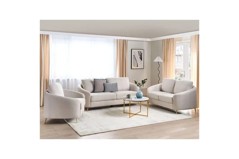 Soffgrupp Trosa Beige/guld - Beige/guld - Möbler - Soffa - Soffgrupp