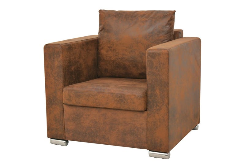 Soffuppsättning 2 st konstläder - Brun - Möbler - Soffa - Soffgrupp