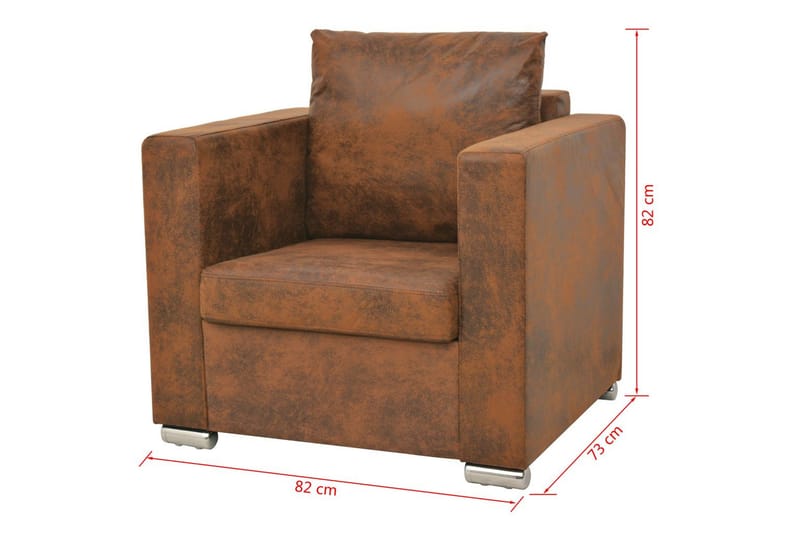 Soffuppsättning 2 st konstläder - Brun - Möbler - Soffa - Soffgrupp