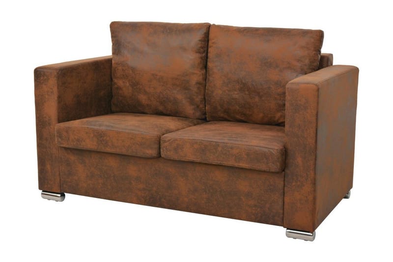 Soffuppsättning 2 st konstmocka - Brun - Möbler - Soffa - Soffgrupp
