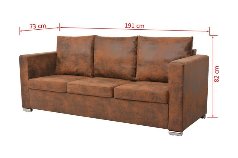 Soffuppsättning 2 st konstmocka - Brun - Möbler - Soffa - Soffgrupp