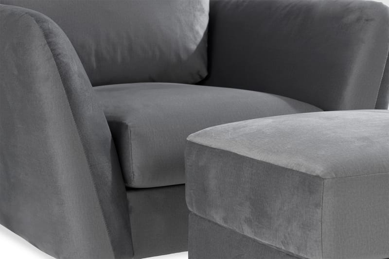 Trend Soffgrupp 3-sits + 2-sits Soffa + Fåtölj + Fotpall i Sammet - Ljusgrå - Möbler - Soffa - Soffgrupp