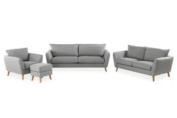 Trend Soffgrupp 3-sits + 2-sits Soffa + Fåtölj + Fotpall i Tyg