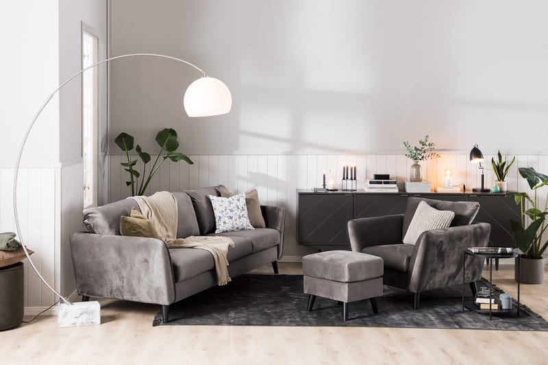 Trend Soffgrupp 3-sits + 2-sits Sammetssoffa - Mörkgrå - Möbler - Soffa - Soffgrupp