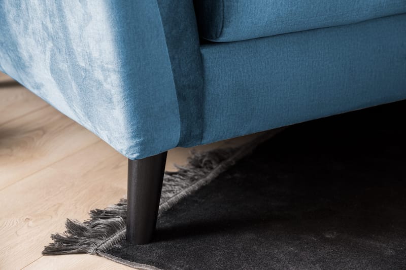 Trend Soffgrupp 3-sits + 2-sits Soffa + Fåtölj + Fotpall i Sammet - Blå - Möbler - Soffa - Soffgrupp
