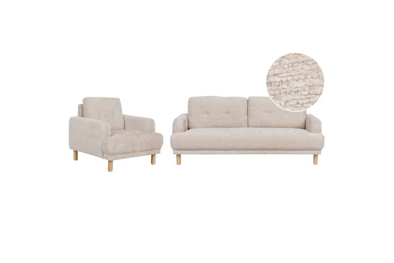Soffgrupp Tuve Beige/ljust trä, Bouclé - Beige/ljust trä, Bouclé - Möbler - Soffa - Soffgrupp
