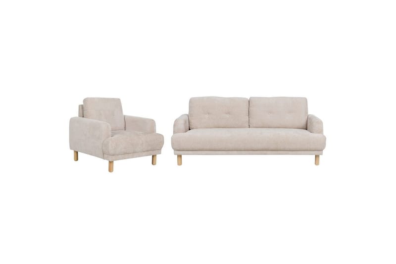 Soffgrupp Tuve Beige/ljust trä, Bouclé - Beige/ljust trä, Bouclé - Möbler - Soffa - Soffgrupp