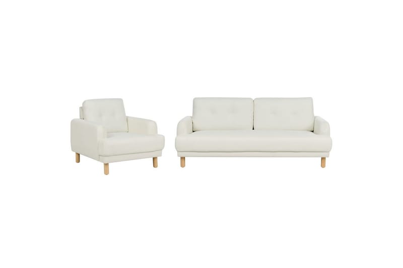 Soffgrupp Tuve Vit/ljust trä, Polyester - Vit/ljust trä, Polyester - Möbler - Soffa - Soffgrupp