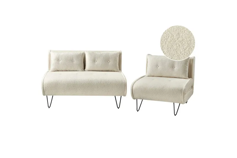 Soffgrupp Vestfold Beige/svart, Bouclé - Beige/svart, Bouclé - Möbler - Soffa - Soffgrupp