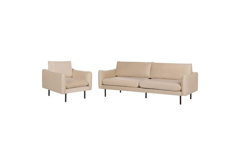 Soffgrupp Vinterbro Beige/svart, Sammet - Beige/svart, Sammet - Möbler - Soffa - Soffgrupp