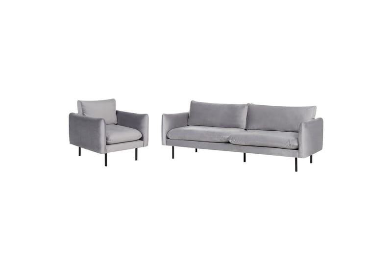 Soffgrupp Vinterbro Grå/svart, Sammet - Grå/svart, Sammet - Möbler - Soffa - Soffgrupp