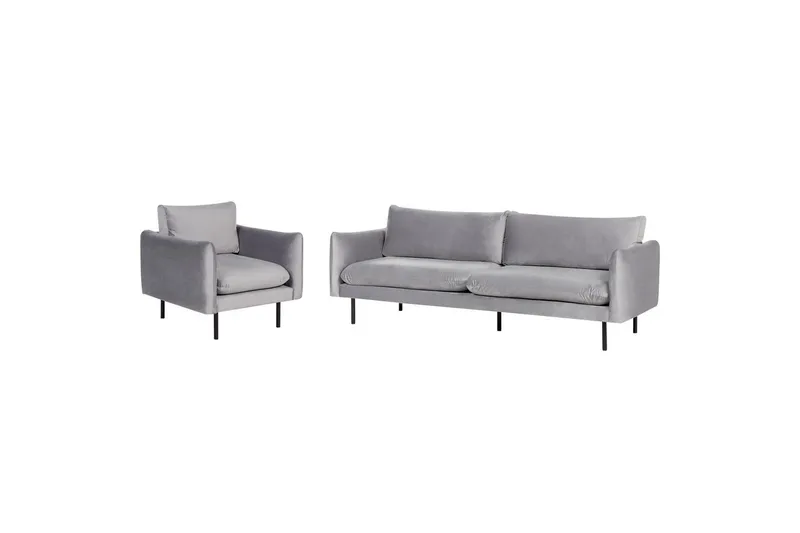 Soffgrupp Vinterbro Grå/svart, Sammet - Grå/svart, Sammet - Möbler - Soffa - Soffgrupp