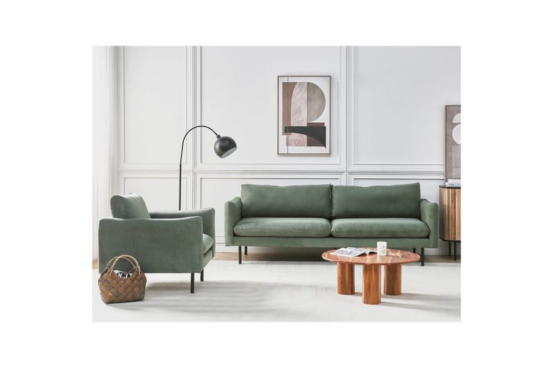 Soffgrupp Vinterbro Grön/Svart, Polyester - Grön/Svart, Polyester - Möbler - Soffa - Soffgrupp