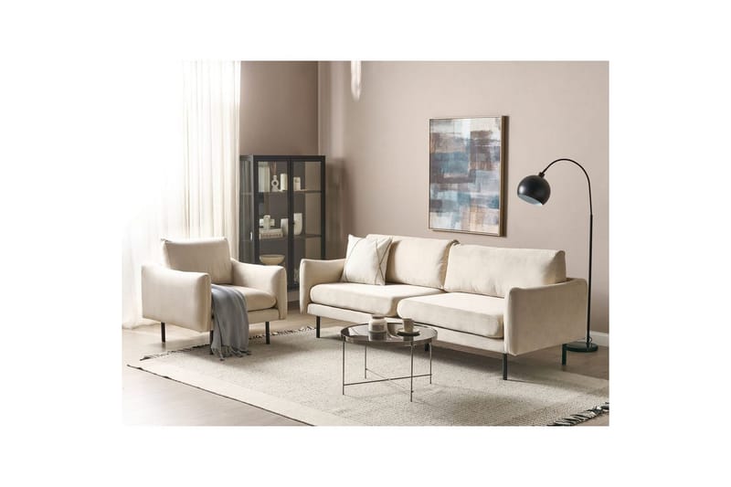 Soffgrupp Vinterbro Ljusbeige/svart, Sammet - Ljusbeige/svart, Sammet - Möbler - Soffa - Soffgrupp