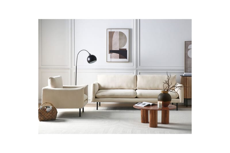 Soffgrupp Vinterbro Ljusbeige/svart, Polyester - Ljusbeige/svart, Polyester - Möbler - Soffa - Soffgrupp