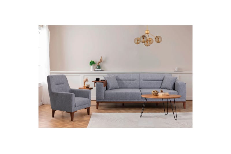 Wyong Soffgrupp 3-sits Soffa + Fåtölj, Grå
