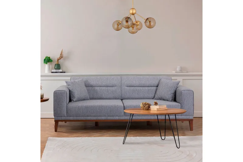 Wyong Soffgrupp 3-sits Soffa + Fåtölj - Grå - Möbler - Soffa - Soffgrupp