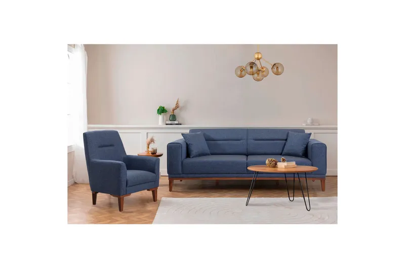Wyong Soffgrupp 3-sits Soffa + Fåtölj, Mörkblå