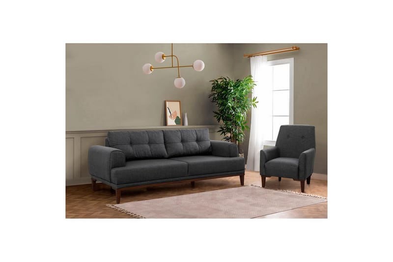 Soffset Valsot Antracit / Valnöt - Antracit / Valnöt - Möbler - Soffa - Soffgrupp