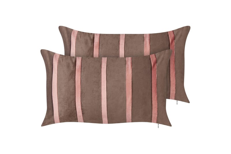 Prydnadskuddar Crodyline set om 2 Brun/Rosa - Brun/Rosa - Möbler - Soffa - Sofftillbehör - Rengöring soffa