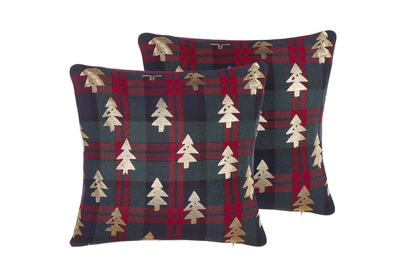 Prydnadskuddar Cupid set om 2 Grönt/rött/guld, Polyester - Grönt/rött/guld, Polyester - Möbler - Soffa - Sofftillbehör - Rengöring soffa