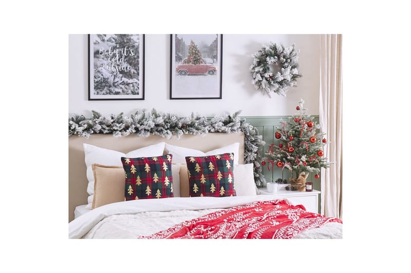 Prydnadskuddar Cupid set om 2 Grönt/rött/guld, Polyester - Grönt/rött/guld, Polyester - Möbler - Soffa - Sofftillbehör - Rengöring soffa