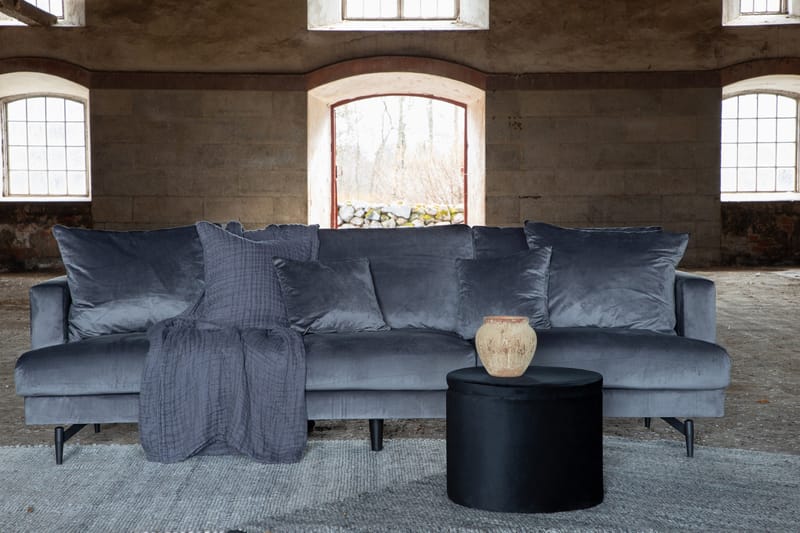 Sofia 3-sits Soffa 260 cm i Sammet - Grå - Möbler - Soffa - Sammetssoffa