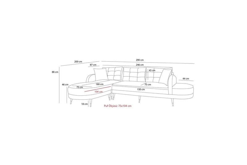 Sufian 3-sits Soffa med Divan - Antracit - Möbler - Soffa - Divansoffor & schäslongsoffa