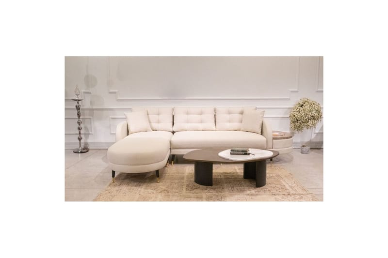Sufian 3-sits Soffa med Divan - Cremevit - Möbler - Soffa - Divansoffor & schäslongsoffa