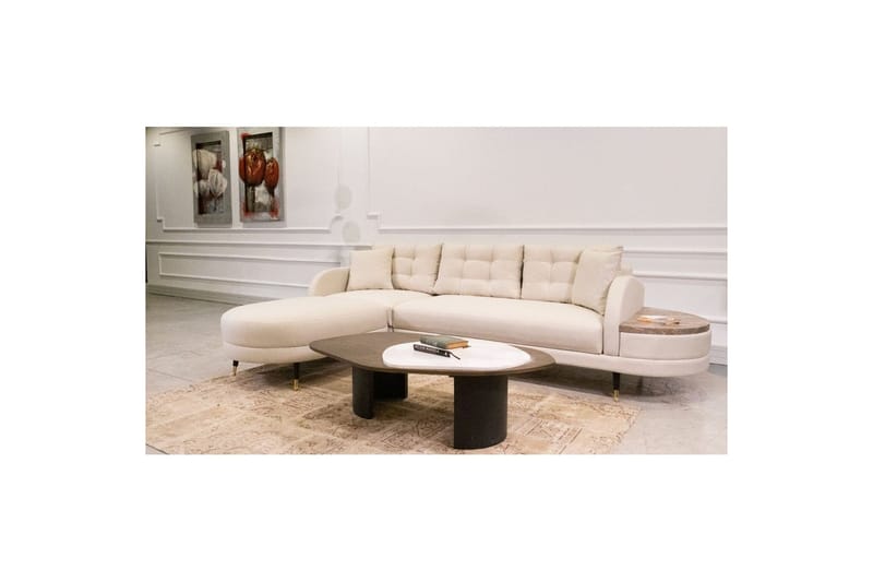 Sufian 3-sits Soffa med Divan - Cremevit - Möbler - Soffa - Divansoffor & schäslongsoffa