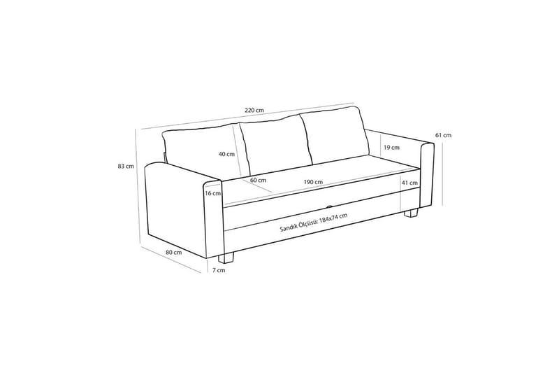 Sufian Bäddsoffa 3-sits - Cremevit - Möbler - Soffa - Bäddsoffa