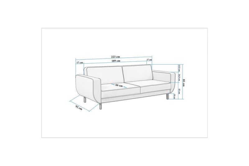 Sufian Bäddsoffa 3-sits - Mediumfärgat trä/Cremevit - Möbler - Soffa - Bäddsoffa