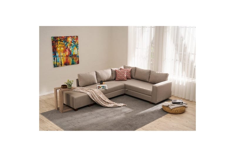 Sufian Hörnbäddsoffa 4-sits - Beige - Möbler - Soffa - Bäddsoffa