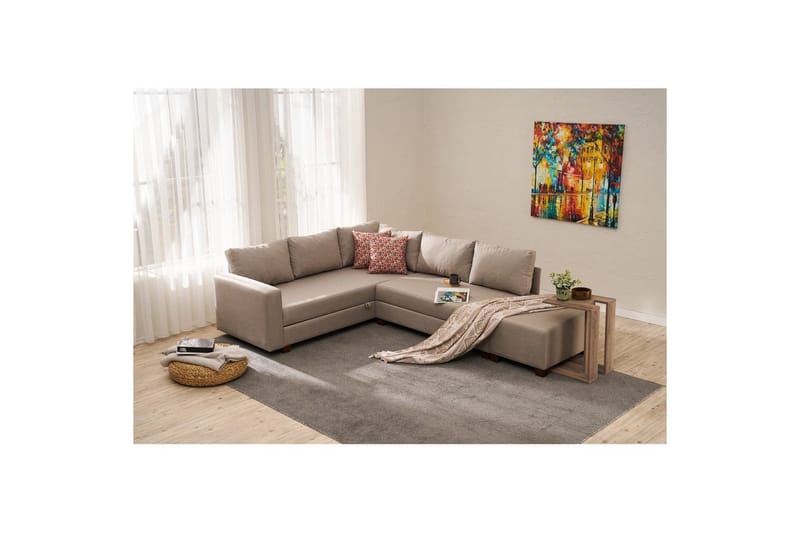 Sufian Soffa med Schäslong 4-sits - Beige - Möbler - Soffa - Bäddsoffa