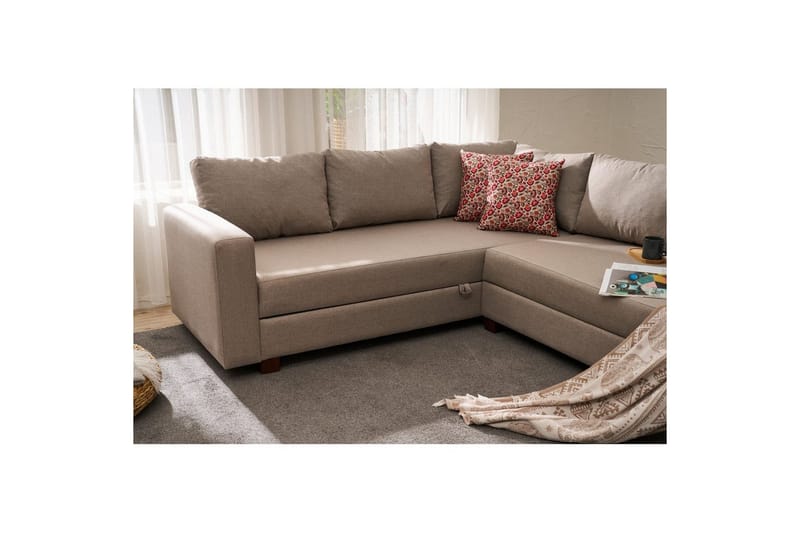Sufian Soffa med Schäslong 4-sits - Beige - Möbler - Soffa - Bäddsoffa