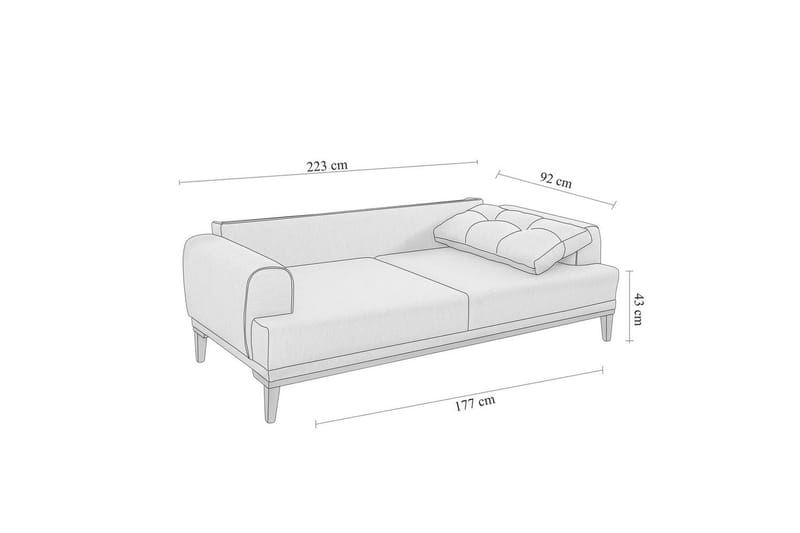 Sufian Soffgrupp 3-sits - Mediumfärgat trä/Cremevit - Möbler - Soffa - Soffgrupp