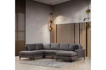 Svanabyn Soffa m. Divan och Schäslong 4-sits - Antracit - Möbler - Soffa - U-soffa